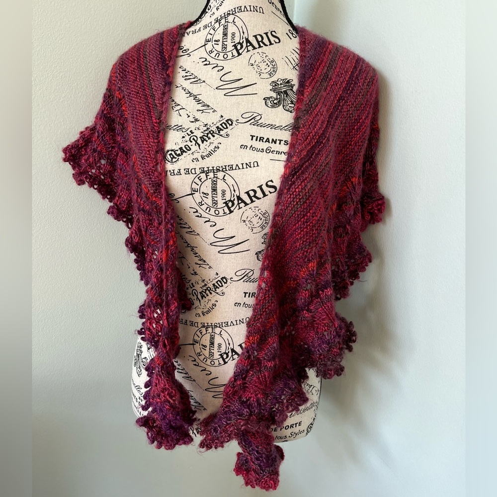 Elegant Burgundy Knit Wrap - Picture 6 of 15